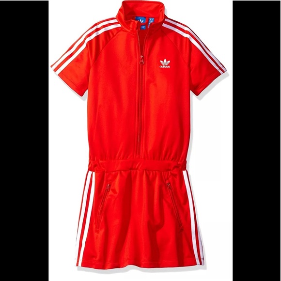 red and white adidas dress